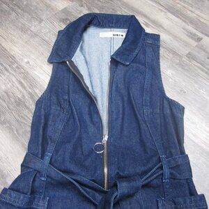 Topshop Blue Jean Moto Zip Dress